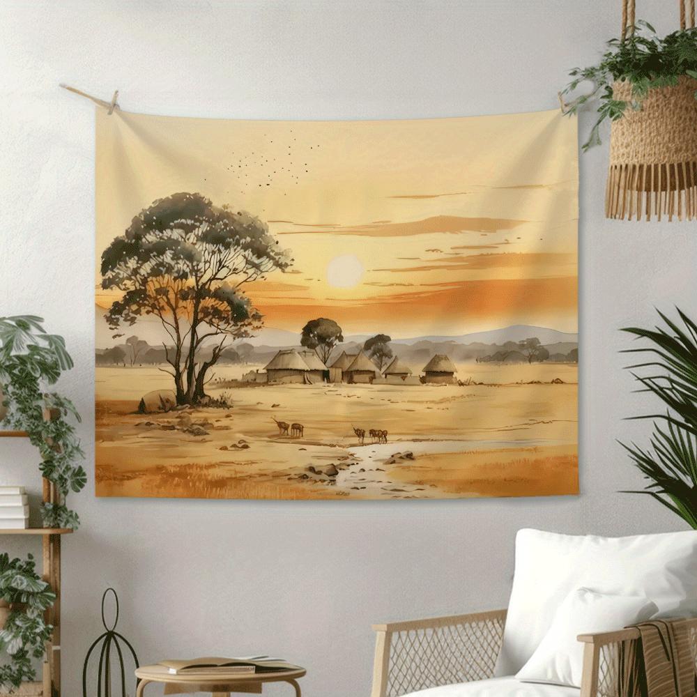 Tree Desert Scenery Digital Printing Polyester Wall Tapestry Suitable for Use In Living Rooms Bedrooms Offices Bars and Party