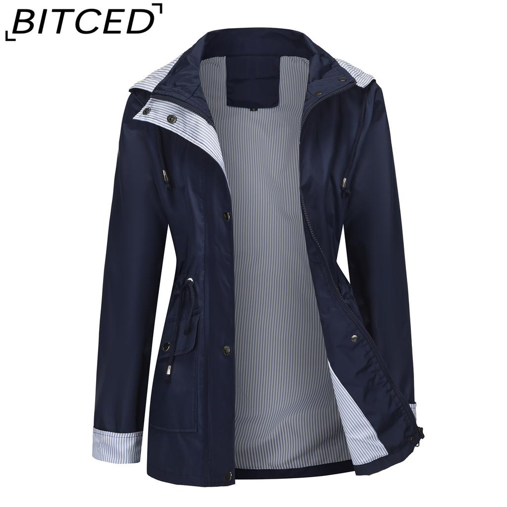 BITCED Autumn/Winter Detachable Hood Trench Coat Plus Size Women's Raincoat