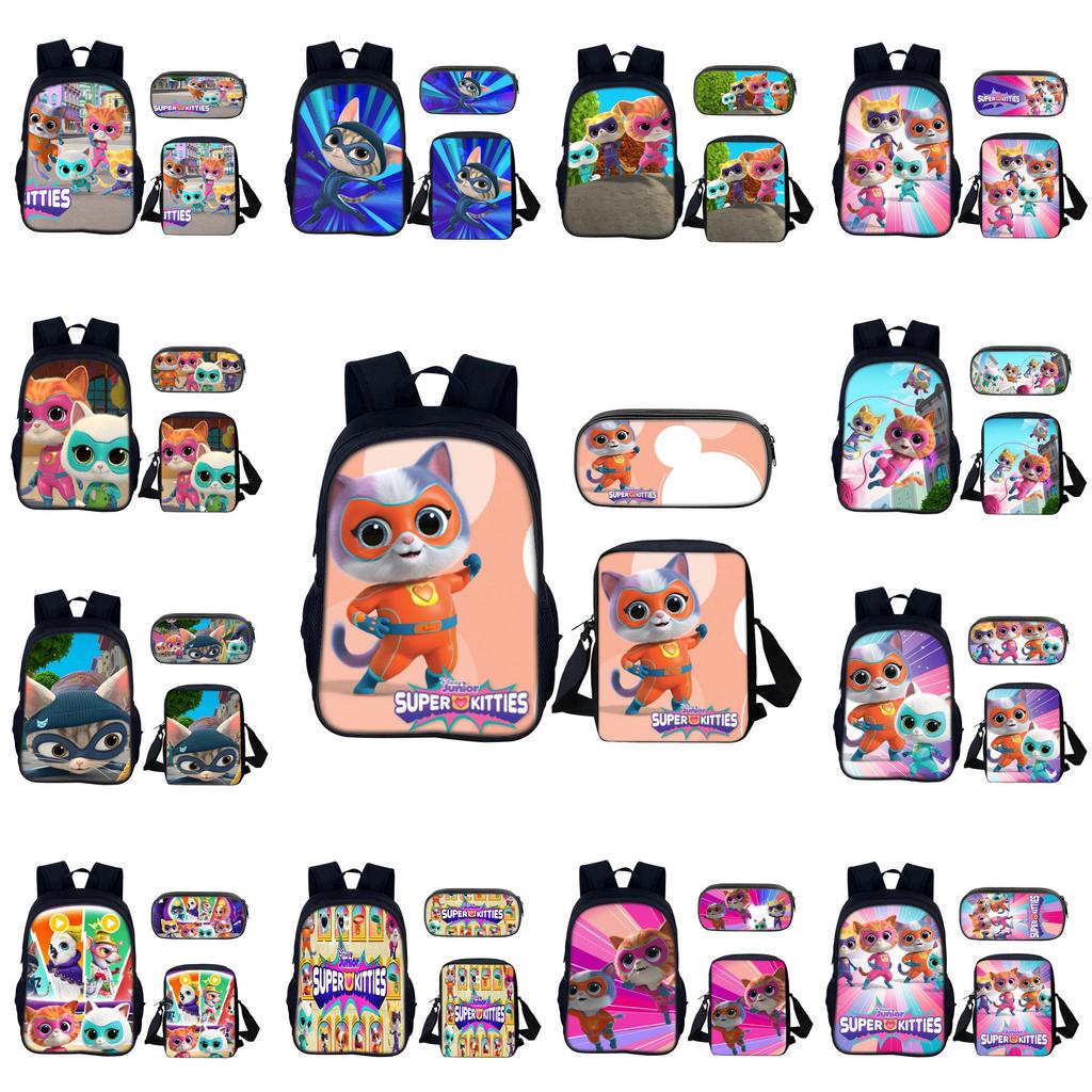 Superkitties School Backpack Set With Nylon Material For Elementary Students