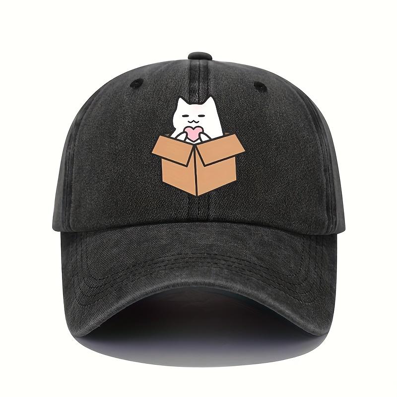 Cute Cat Printed Pattern Baseball Hat Cute Style Men s and Women s Casual Versatile Travel Sunscreen Hat чёрный