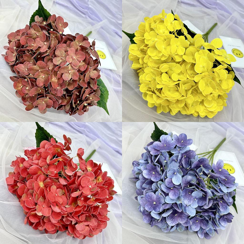 Elegant Hydrangea Artificial Flower Set With Silk Fabric For Home Decor And Wedding Arrangements