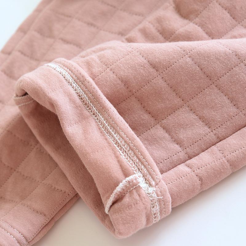 Set Pijama de Cuplu Toamnă/Iarnă Bumbac Îngroșat Călduros Culoare Solidă Articole de Casă pentru Bărbați și Femei Set Două Piese Mânecă Lungă