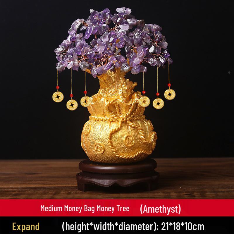Citrine Crystal Money Tree Ornament for Home Decor