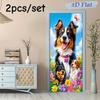 2pcs Warm and Cute Dog Wall Stickers Living Room Bedroom Children's Room Decoration Stickers Cartoon Animal Flowers Self Adhesiv