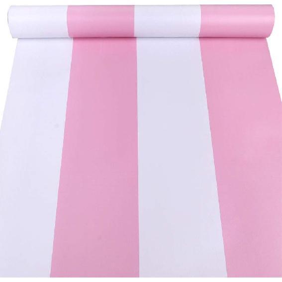 Peel and Stick Vinyl Pink and White Striped Wallpaper Contact Paper Wallpaper Self Adhesive Stripe Shelf Liner Dresser Drawer Cabinets Liner