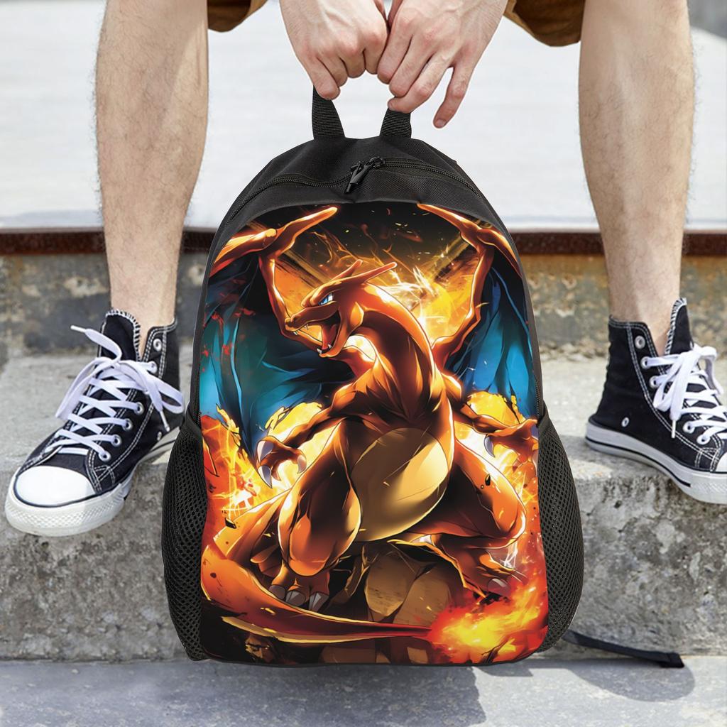Pokemon Charizard Backpacks Daypack Mochila School Retro Washable Rucksack