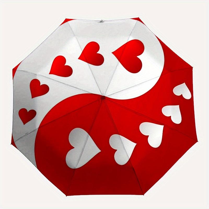 

1pc Heart Yin Yang Automatic Open/Close Umbrella, Portable Folding umbrella for Everyday Use yy250826077