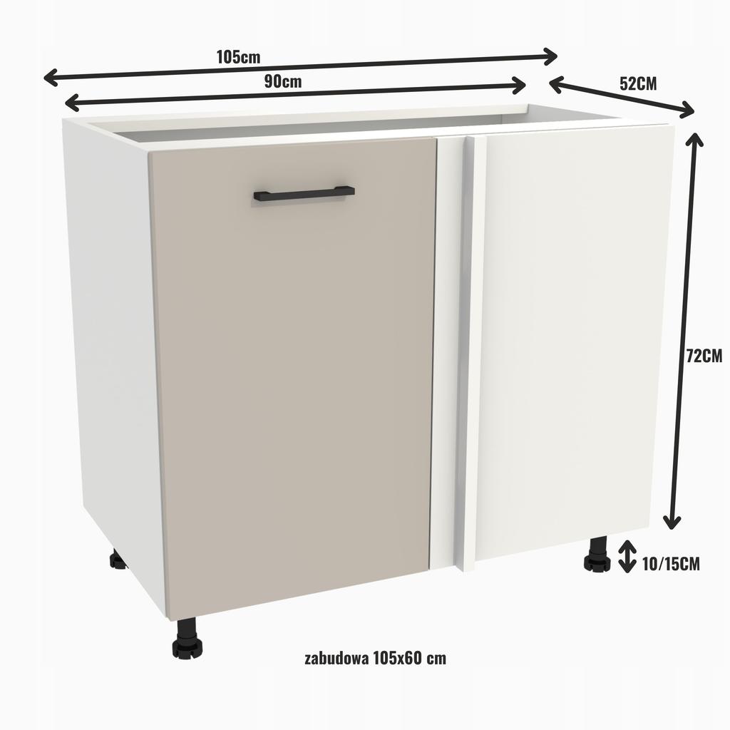 Lower Corner Kitchen Cabinet 105 Capri Body White Front Cashmere Matte