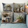 1/4pcs Rustic Farmhouse Throw Pillow Covers Vintage Floral Book Still Life Cushion Cases for Home Decor Cushion Cover