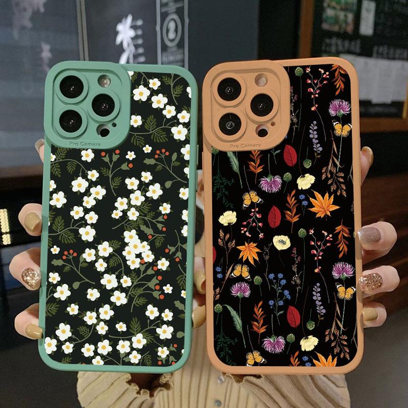 Fashion Luxury Flower Floral Funda Case for Iphone 14 Pro Max Plus 13 12 11 Pro Max XR X XS 8 7 Plus SE 2020 Soft Silicone Shell