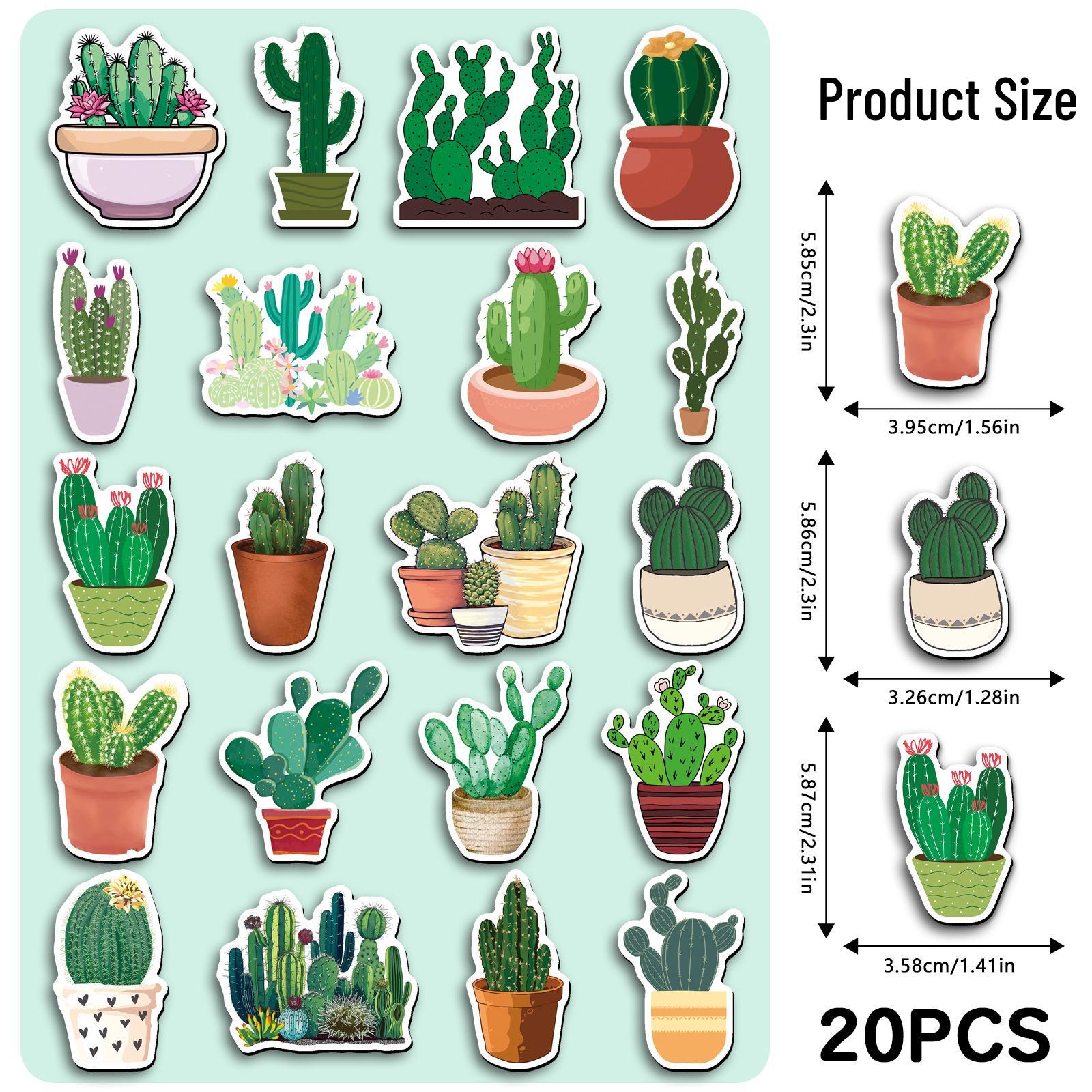 20pcs Cactus Desert Plant Decorative Soft Magnetic Stickers for Fridge and Computer 5.5-8.5CM