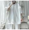 Men's Plus Size Summer Waffle Jacquard Loose Half Sleeve T-Shirt, Round Neck Pullover