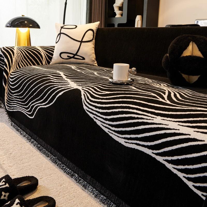 Chenier Sofa Cover Retro Wind Machine Washable One-piece Sofa Blanket Non-slip and Anti-grab Straight Row Sofa Cover Cloth