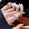 Women Ring French Style Adjustable Opening Finger Ring with Imitation Pearls Cubic Zirconia Design Jewelry Gift