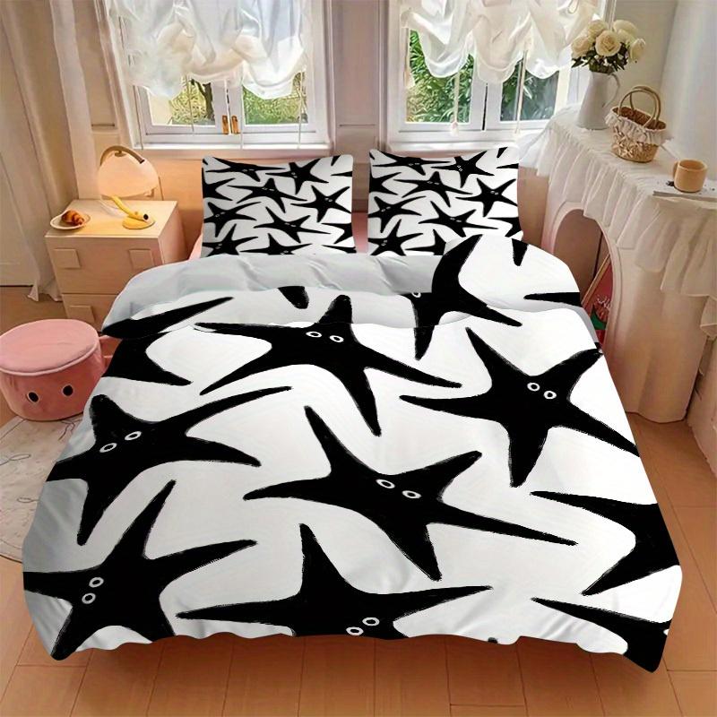 3pcs Starfish Pattern Bedding Set, Breathable and Soft, Suitable for All Seasons, Ideal for Home Use, Suitable for Bedroom Decor 21140