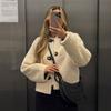 Womens Faux Shearling Double-Breasted Coat Winter Warm Long Outerwear Casual Style