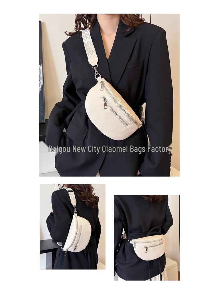 Women's Wide Strap Saddle Crossbody Waist Bag - Large Capacity, Versatile, Trendy Fashion Accessory