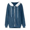 Women's Fashionable Plush Zipper Pocket Hooded Long Sleeved Loose Warm Jacket