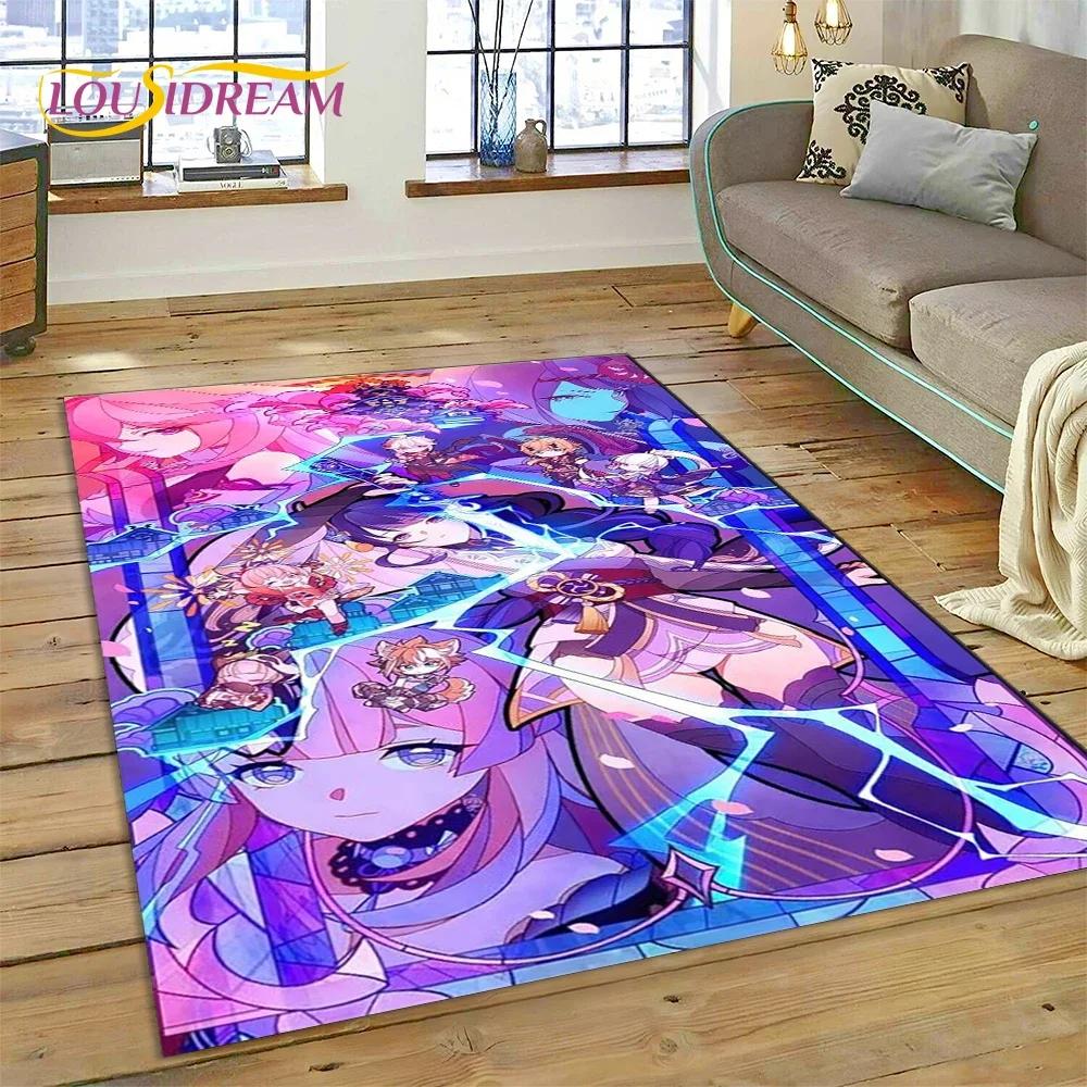 Latest Genshin Impact Cartoon Game Carpet Rug for Bedroom Living Room Home Sofa Decoration,Children Game Large Decor Floor Mat