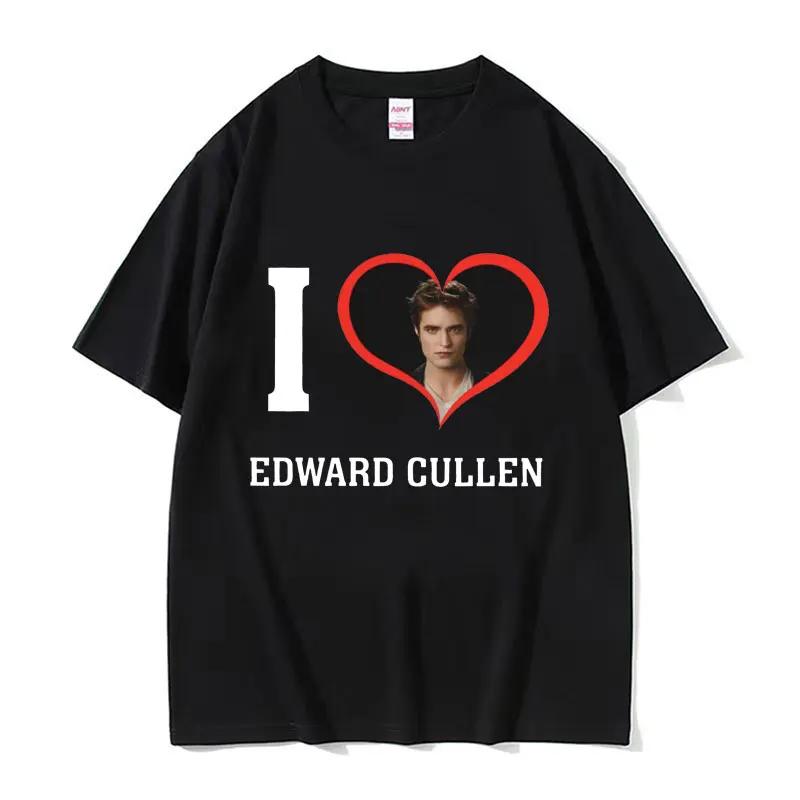 I Love Edward Cullen Graphic Black T-shirt XXXXL