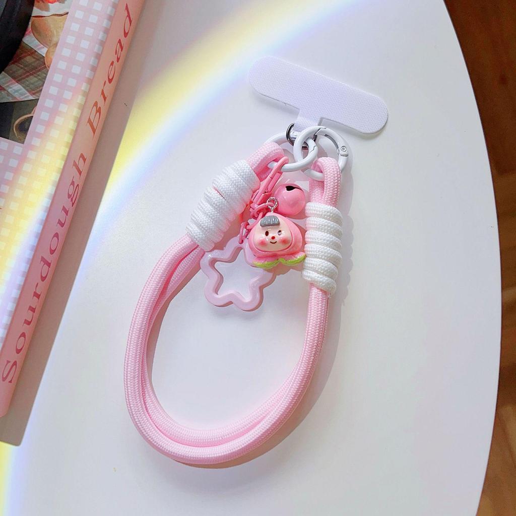 Colorful Candy Style Lanyard Phone Case with Dopamine Wrist Strap - Creative Cartoon Design