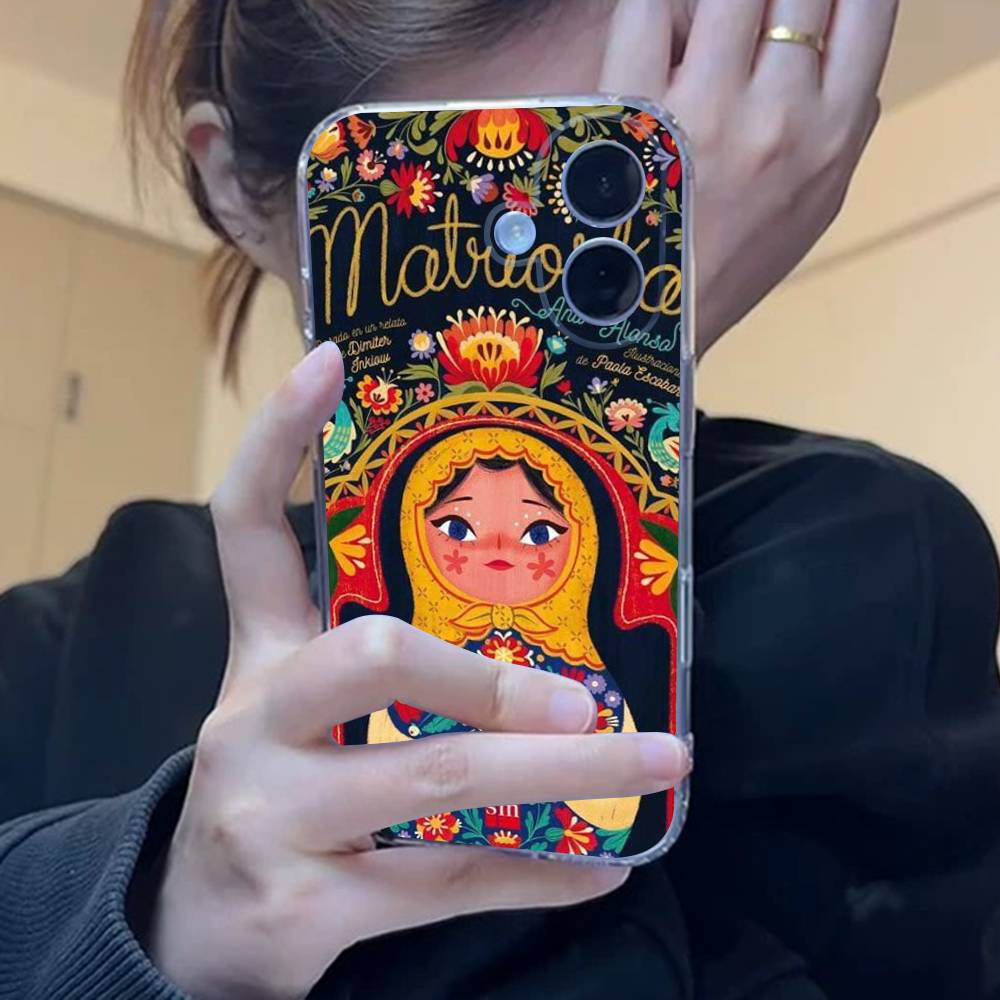 Russian Traditional Transparent Phone Case For iPhone 17 16 15 11 12 13 14 Pro Max Mini Soft TPU Silicone Plus