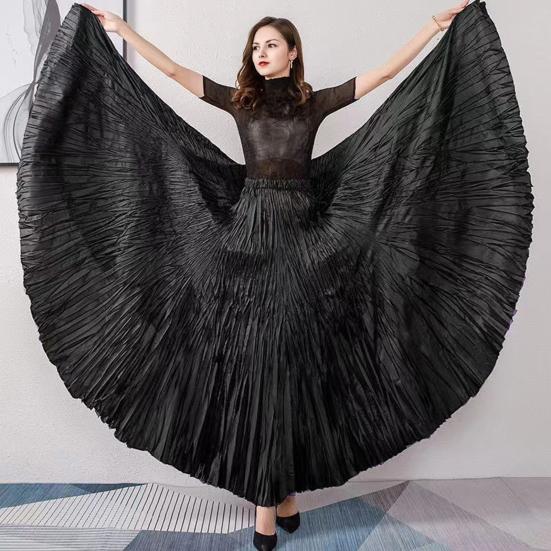 Women Skirt Skirt Elastic High Waist Maxi Pleated Dance Skirt Party