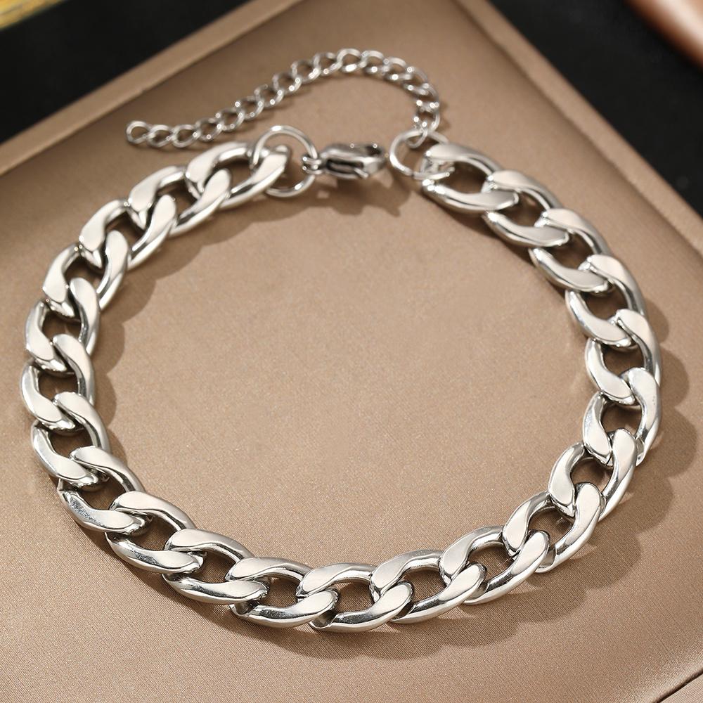 

Браслеты из нержавеющей стали Хип-хоп Преувеличенная кубинская цепь панк Ретро браслет для женщин Циркон Банкет Не выцветающий Высококачественный