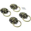 4 Pcs Vintage Lion Head Knobs Pulls Handles Antique Drawer Pull Ring Single Hole Decorative Hardware with Screws for Furniture Cabinet Cupboard Hand