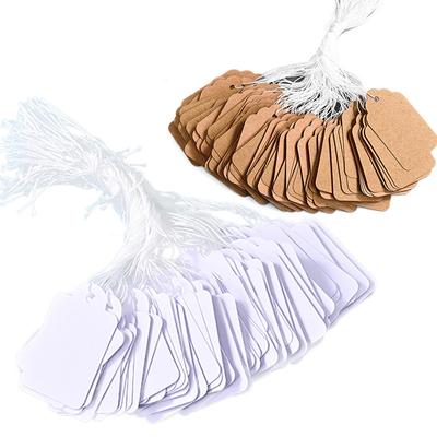 100 Stück Blanko-Preisschilder mit Schnur, Krawatte, Uhren, Schmuck, Display, Waren, Preisschilder, Papierkarten, rechteckig, blanko, Preisschild