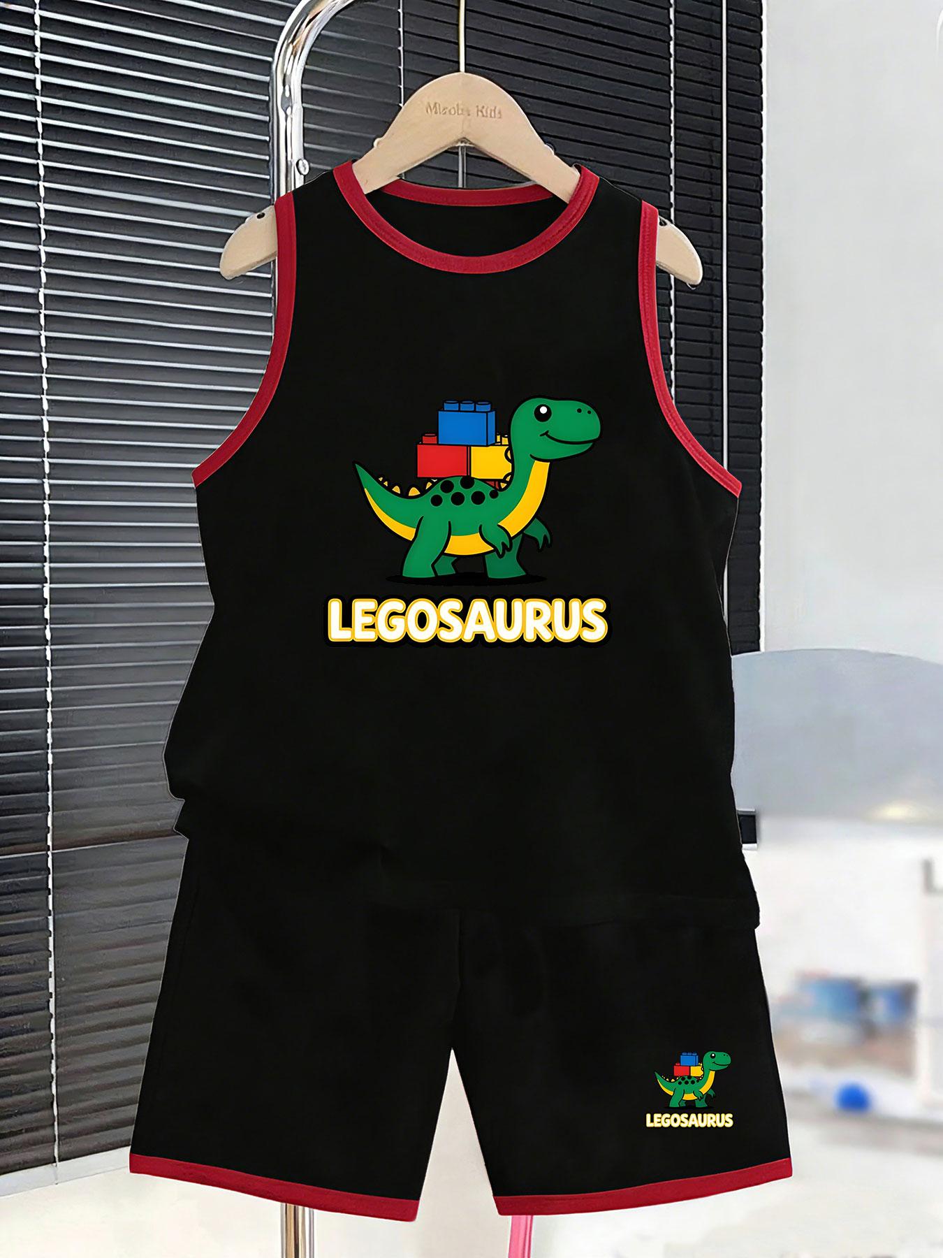 Boys’ block dinosaur 2-piece set. Soft breathable fabric, cute prints, ideal for summer casual outings. 2-3Y чёрный
