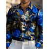 Pink Gold Venice Mask Rose Print 3D Flower Men's Long Sleeve Shirt Light Luxury Slimming Casual Shirt