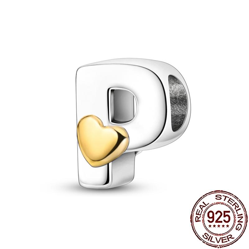 New Stylish Charms Genuine Copper Heart Alphabet Letter A B C Charm Beads Fit Snake Chain Arm Bracelet Necklace Women Do-It-Yourself Jewelry