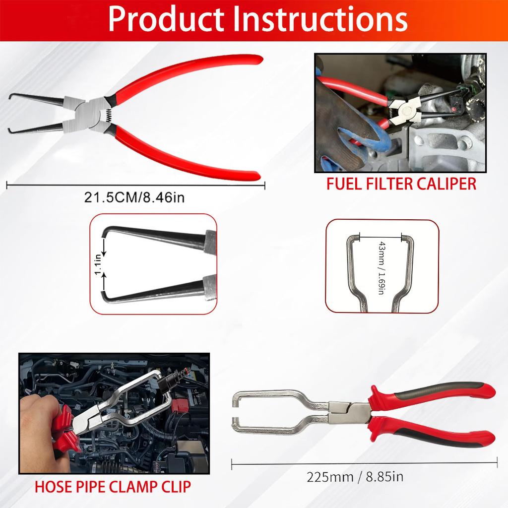 8pcs Fuel Line Disconnect Tool Set –Fuel Line/Hose Clamp/Removal Pliers, Electrical Disconnect/Push Pin Tools,Filter Caliper