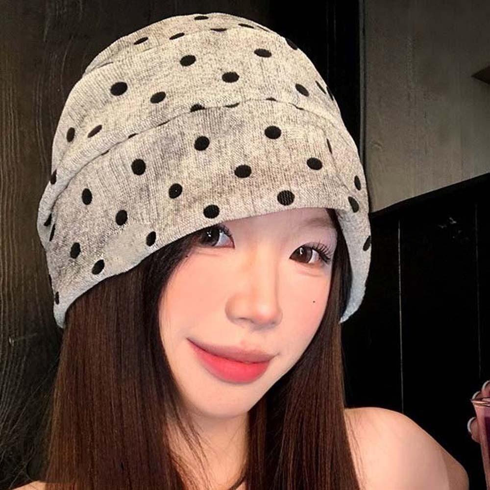 Retro Polka Dot Beanie Soft Windproof Head Wrap Vintage Pullover Hat Fashion Bloggers