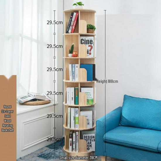 360° Rotating Children's Bookshelf: Floor-Standing, Desktop Pine Wood Storage Rack