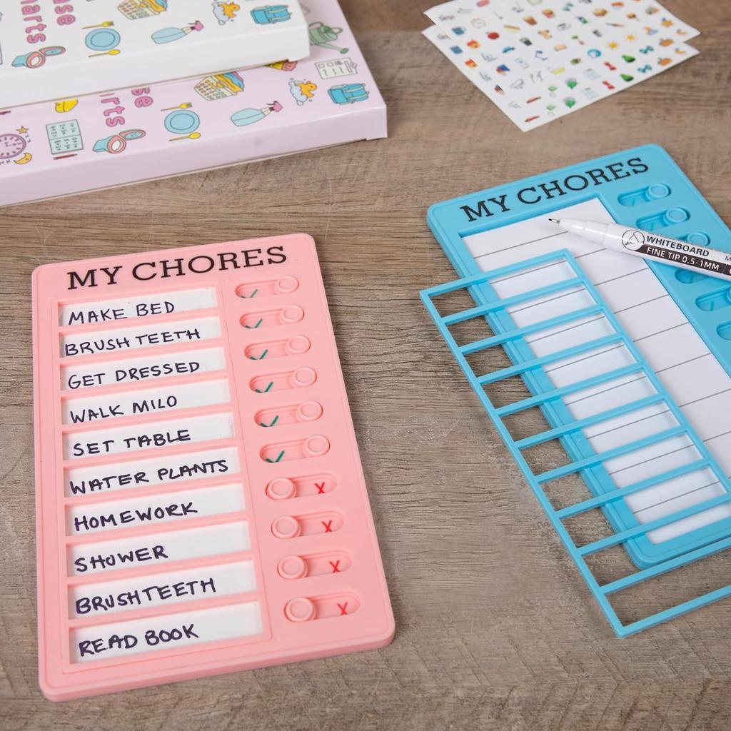Dry Erase Chore Chart for Kids with Planner Stickers and Dry Erase Marker (2PCs) Chore Board, ADHD Tools, to Do List Planner and Behavior Chart for