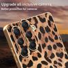 For Samsung Galaxy A35 5G Case Leopard Print PU Leather Coated PC + TPU Electroplating Phone Cover