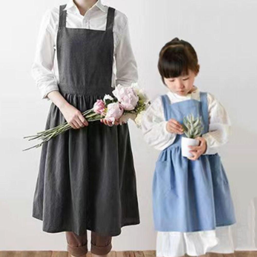 Adult/Children Kitchen Cooking Apron Solid Color Gardening Work Uniform Florist Apron  Florist Work