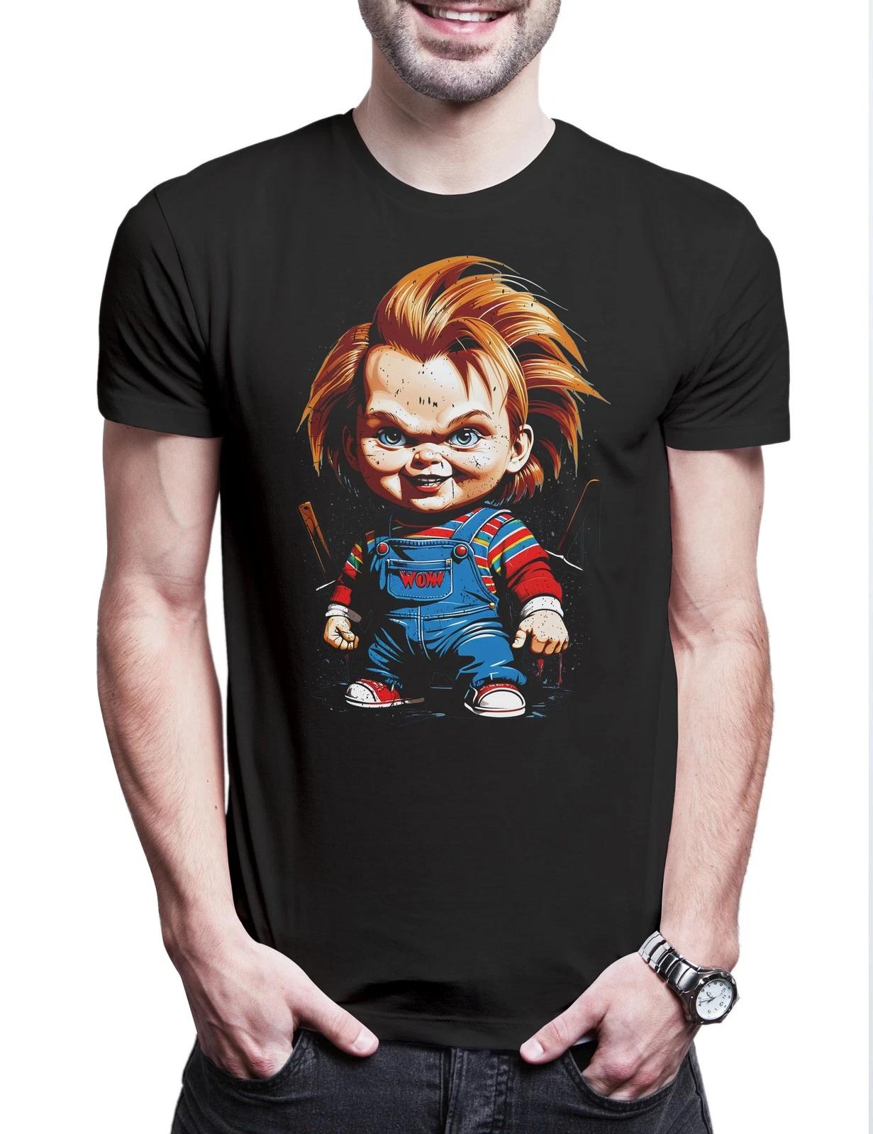 

Murderous Puppet Mens kids boys T-Shirt Child s Killer Doll Chucky Play Halloween Blood 100