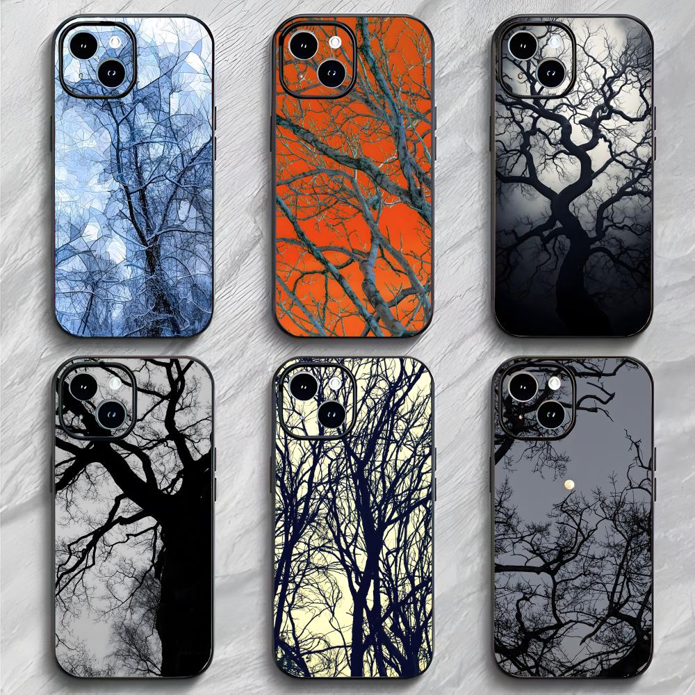 Sketch Black Tree Branches Art Phone Case Phone Case Soft Packaging Lightweight For iPhone17 16 15 14 13ProMax