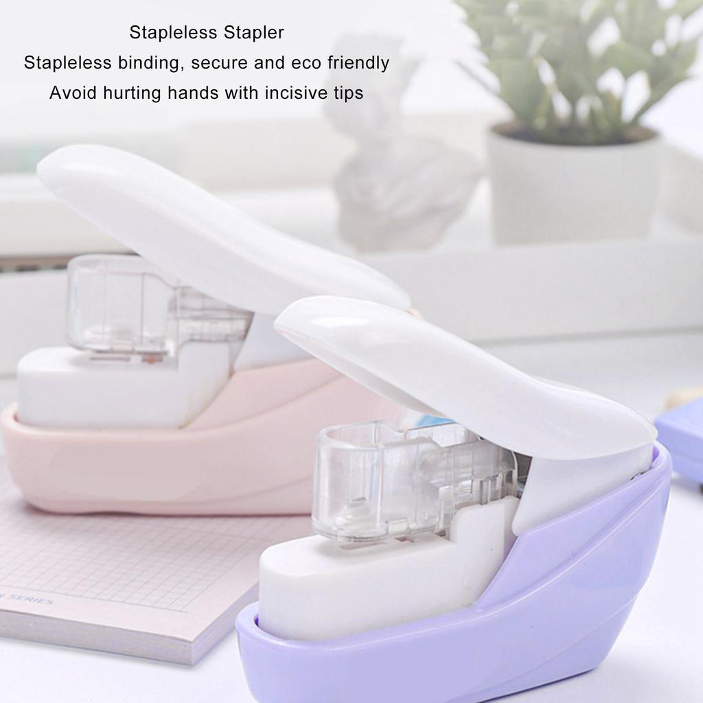 Compact No Staple Stapler Plastic Paper Stapler New Plastic Paper Binding Tool  Home Office