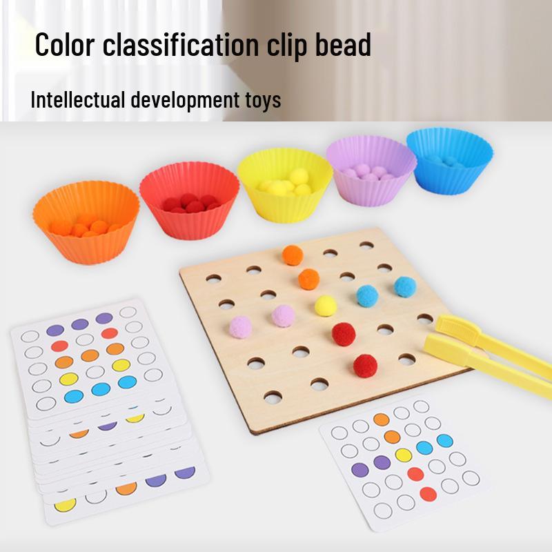 Montessori Color Matching Bead Clamps for Math and Number Recognition Fine Motor Skills Training.