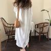 New Korean Fashion Women Shirt Long Dress Cotton and Linen Sunscreen Simple Shirt Single Breasted Lapel Solid Color Elegant Maxi Dresses Clothing 2966