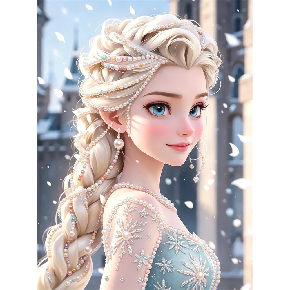 

Disney Pearl Painting Queen Elsa DIY Pearl Art Painting Pearl Gem Painting Pictures Crafts Special Shape Home Wall Decoration 30x40