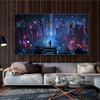 Cyberpunk Stil Poster Sci-Fi Leinwand Kunstdruck Gemälde Neonschilder Nachtstadt Straßenansicht Poster Drucke Raum Schlafzimmer Dekoration