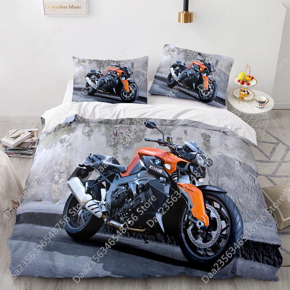 Comforter New Motorcycle Bedding Set Single Twin Full Queen King Size Motorcycle Bed Set Aldult Kid Bedroom Duvet Sets 3D Anime 038