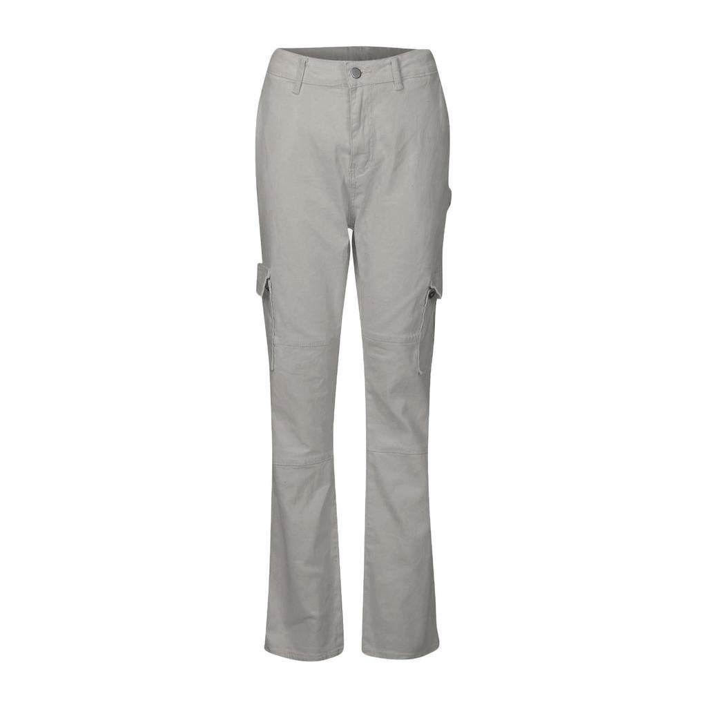 Dámské módní jednobarevné kalhoty zvedající boky s vysokým pasem a více kapsami pracovní oděv džíny