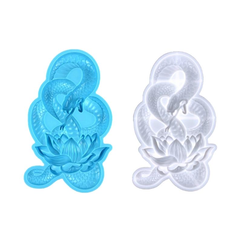 DIY Semi Three-Dimensional Lotuses Snake Silicone Mold for Wall Decoration Handmade DIY Room Tabletop Epoxy Resin Mould
