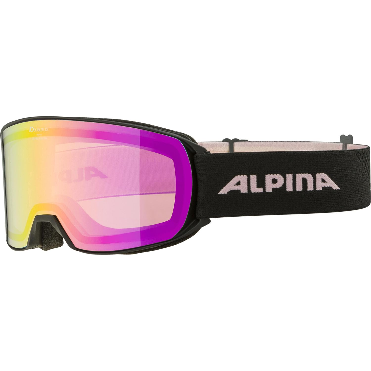 

Alpina NAKISKA Q LITE Ski and Snowboard Mirror Glasses Free Size Goggles, Unisex, High-Contrast Lens, Anti-Fog, Compatible, Black/Pink,